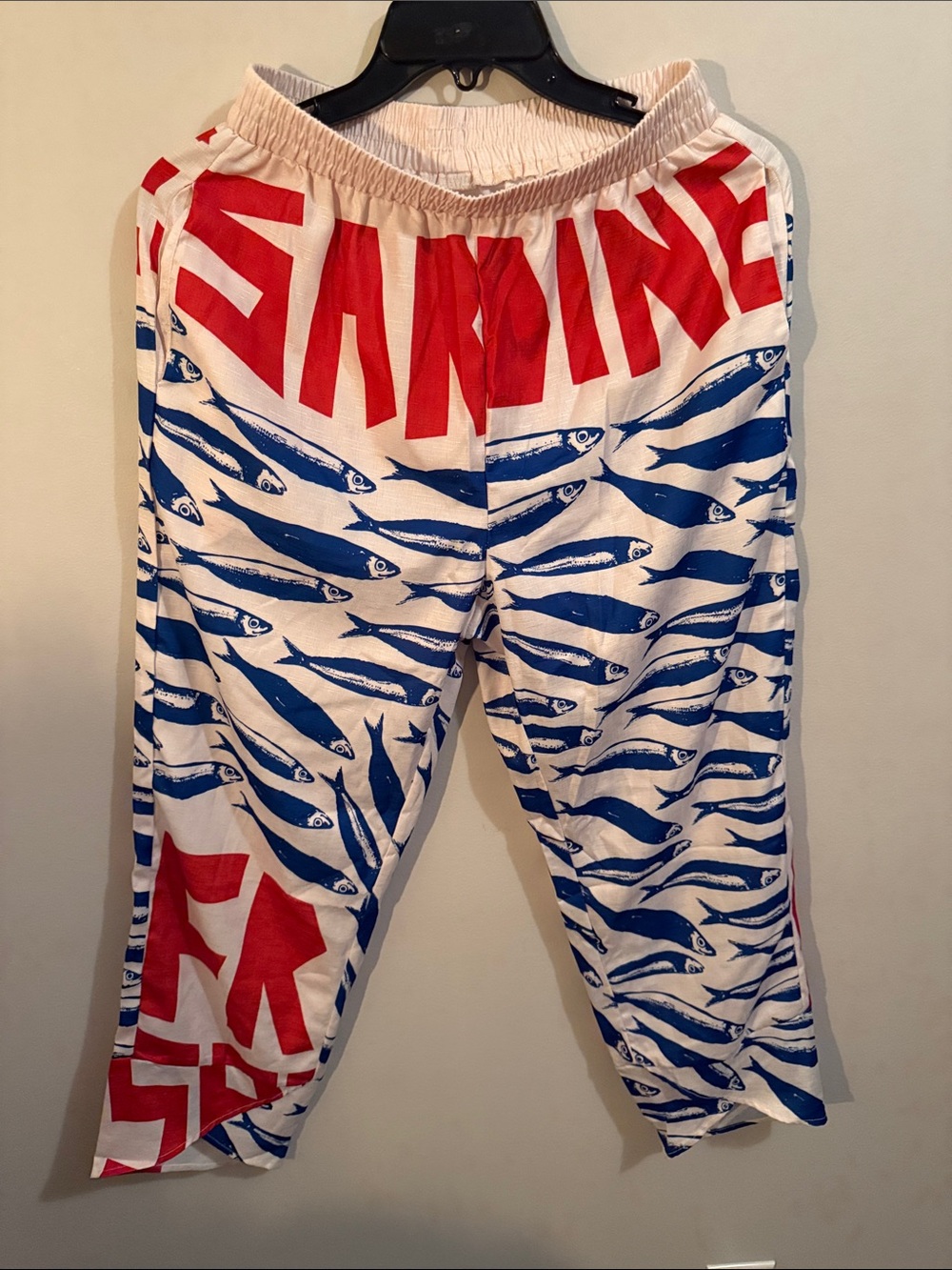 Women’s Blue & Red Fish Print Elastic-Waist Bottoms